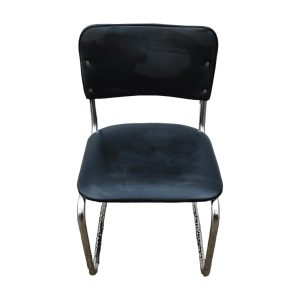 Стул офисный Сильвия Никель кожзам черный