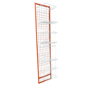 Стойка прикассовая 42/32/190 бело-оранжевая 6 крючков 6 полок