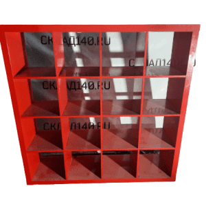 Стеллаж лдсп красный 16 ячеек 149/39/150