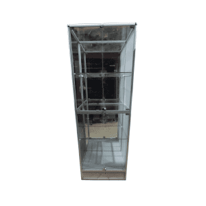 Стойка витрина стекло металл 71/51/200 двери 4 серая 4 полки