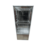 Стойка витрина стекло металл 80/50/190 двери 4 серая 3 полки