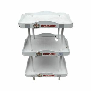 Стойка торговая 60/60/88 пластик 3 полки белая ОБОЛОНЬ