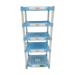Стойка торговая домик в деревне 57.5/47/135 пластик 5 полок бело-голубая