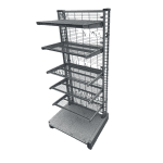 Стеллаж торговый пристенный сетчатый серый 70/57/162 5 полок