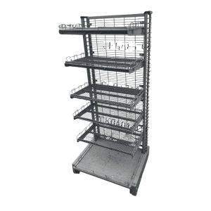 Стеллаж торговый пристенный сетчатый серый 70/57/162 5 полок (с ограничителем)