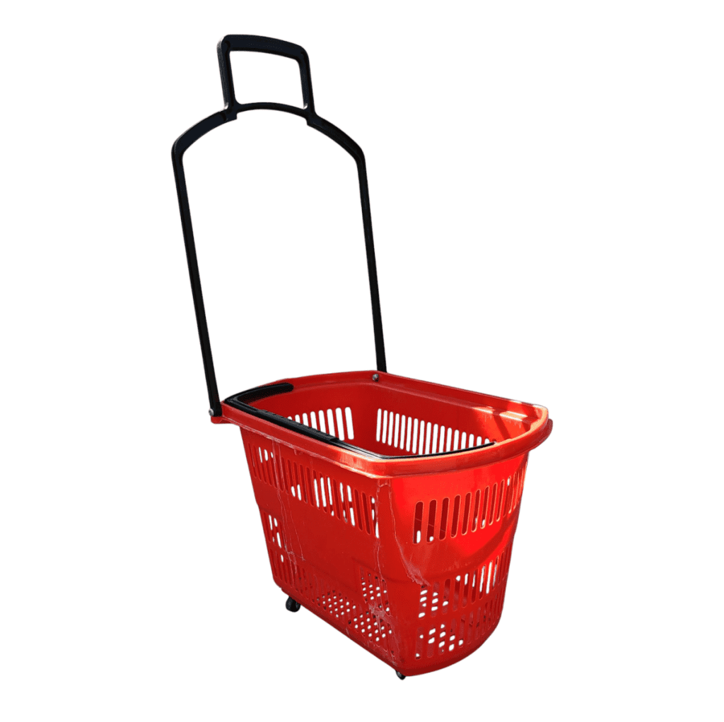 Тележка покупательская пластиковая красная